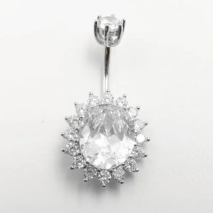 925 Silver Purple Zircon Sunflower Belly Button Ring