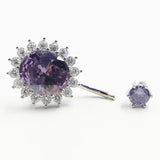 925 Silver Purple Zircon Sunflower Belly Button Ring