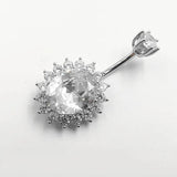 925 Silver Purple Zircon Sunflower Belly Button Ring