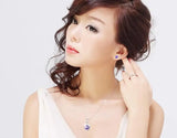 925 Silver Heart Pendant White/Purple Zirconia Necklace