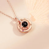 925 Silver White&Rose Round LOVE Pendant Necklace for Women