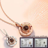 925 Silver White&Rose Round LOVE Pendant Necklace for Women