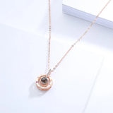 925 Silver White&Rose Round LOVE Pendant Necklace for Women