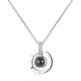 925 Silver White&Rose Round LOVE Pendant Necklace for Women
