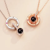 925 Silver White&Rose Round LOVE Pendant Necklace for Women