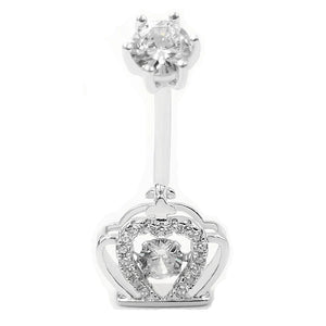 925 Silver Zircon Crown Belly Button Ring for Women