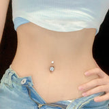 925 Silver Zircon Crown Belly Button Ring for Women