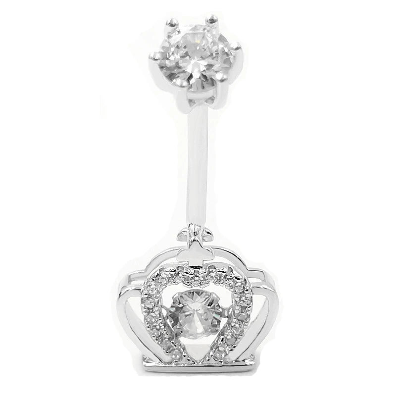925 Silver Zircon Crown Belly Button Ring for Women