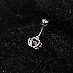 925 Silver Zircon Crown Belly Button Ring for Women