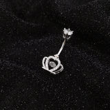 925 Silver Zircon Crown Belly Button Ring for Women