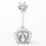 925 Silver Zircon Crown Belly Button Ring for Women