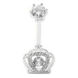 925 Silver Zircon Crown Belly Button Ring for Women