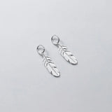 925 Sterling Silver Feather Circle Charms Necklace Pendant DIY Jewelry