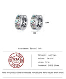 925 Silver Abalone Shell Hoop Earrings Vintage Graffiti Party Jewelry