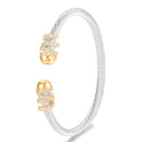 925 Silver Wide Hemp Rope Cuff Bangle Bracelet Women Engagement Jewelry