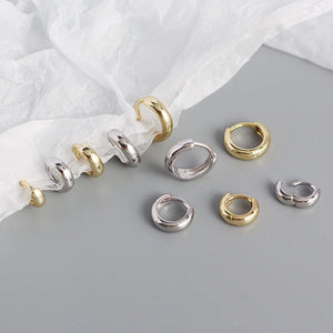 925 Silver Wide Hoop Earrings Geometric Safety Pin Bohemian Jewelry