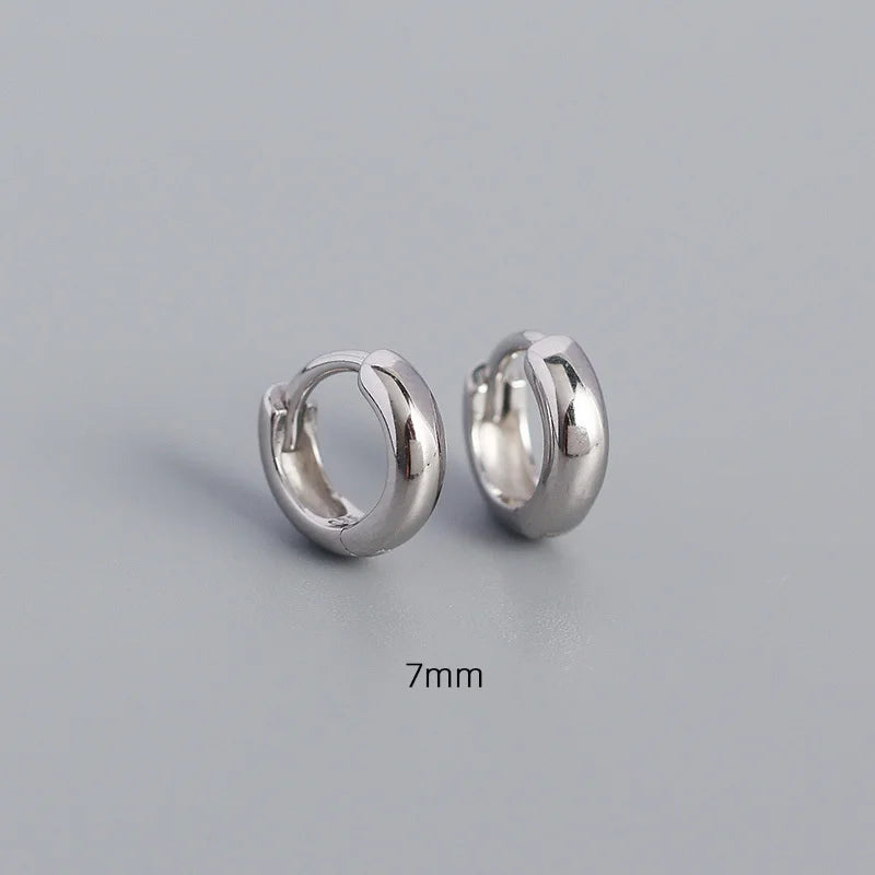 925 Silver Wide Hoop Earrings Geometric Safety Pin Bohemian Jewelry