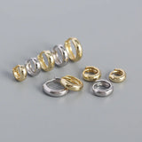 925 Silver Wide Hoop Earrings Geometric Safety Pin Bohemian Jewelry