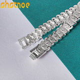 925 Silver Wide Wristband Bracelet Women Man Party Gift Jewelry