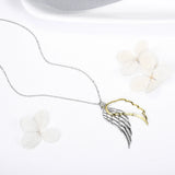 925 Sterling Silver Wing of Angel Necklace Hollow 18k Feather Pendant Chain