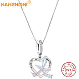 925 Silver Wings Ribbon Heart Pendant Necklace Mum Wife Girlfriend Gift