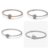 925 Sterling Silver Snowflake Zircon Pan Bracelet Wedding Jewelry
