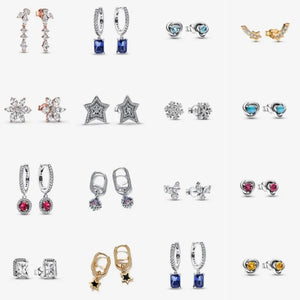 925 Silver Snowflake Zircon Earrings Wedding Jewelry