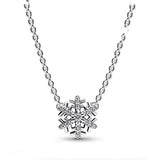 925 Sterling Silver Snowflake Zircon Necklace Wedding Jewelry