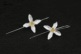 925 Silver Lilac Flower Earrings Wire Drawing Women
