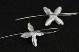 925 Silver Lilac Flower Earrings Wire Drawing Women