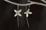925 Silver Lilac Flower Earrings Wire Drawing Women
