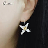 925 Silver Lilac Flower Earrings Wire Drawing Women