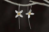 925 Silver Lilac Flower Earrings Wire Drawing Women