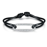 Sterling Silver Zircon Link Pendant Bracelet Red Rope Adjustable