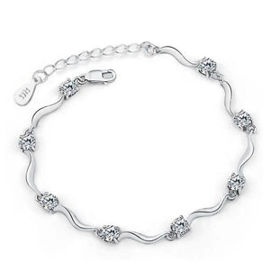 925 Silver Woman Bracelet Purple Crystal Wedding Party Jewelry