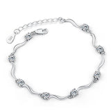 925 Silver Woman Bracelet Purple Crystal Wedding Party Jewelry