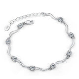 925 Silver Woman Bracelet Purple Crystal Wedding Party Jewelry
