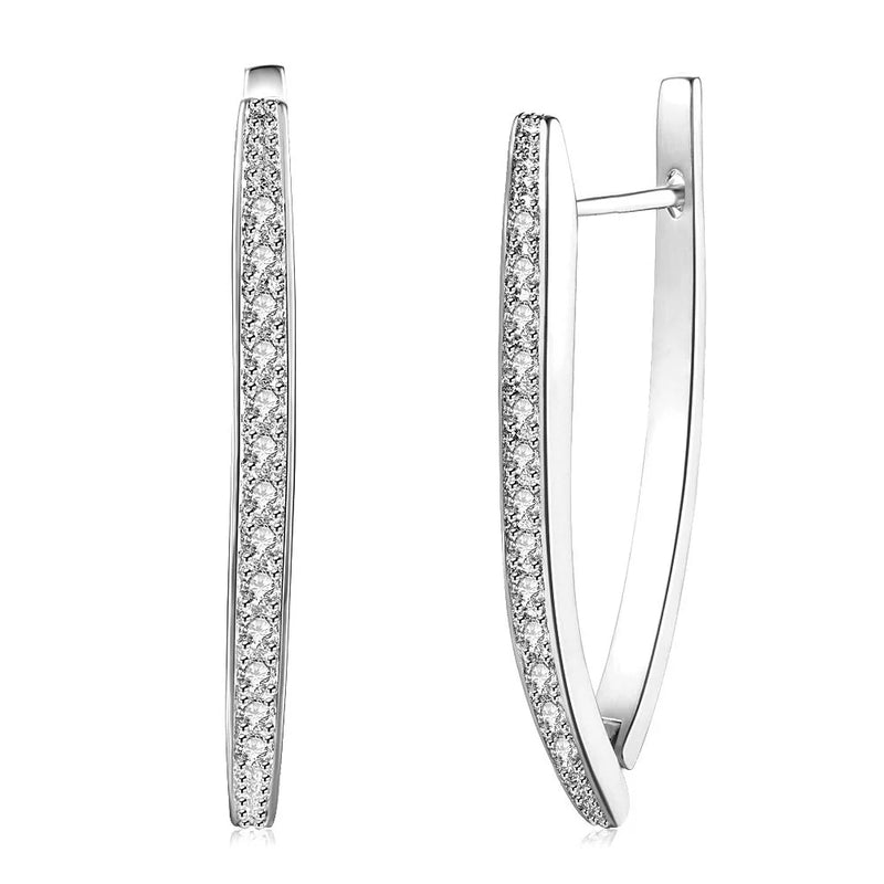 925 Silver Big Zircon V Earring for Women
