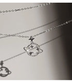 925 Silver Collarbone Necklace Planet Star Pendant