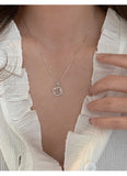 925 Silver Collarbone Necklace Planet Star Pendant