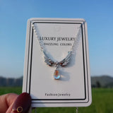 925 Silver Chain Necklace with Water Drop Crystal Pendant