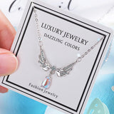 925 Silver Chain Necklace with Water Drop Crystal Pendant