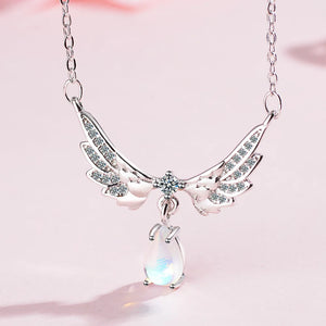 925 Silver Chain Necklace with Water Drop Crystal Pendant