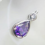925 Silver Crystal Necklace with Zircon Pendants