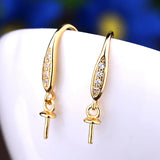 925 Silver Women Drop Earrings Pearl or Bead CZ Semi Mount Earrings