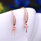 925 Silver Women Drop Earrings Pearl or Bead CZ Semi Mount Earrings
