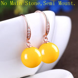 925 Silver Women Drop Earrings Pearl or Bead CZ Semi Mount Earrings