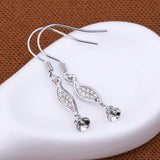 925 Silver Women Drop Earrings 7-13mm Pearl CZ Semi Mount Earrings