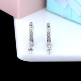 925 Silver Women Drop Earrings CZ Pearl or Round Bead Semi Mount Earrings