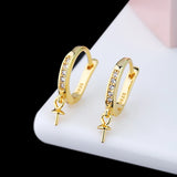 925 Silver Women Drop Earrings CZ Pearl or Round Bead Semi Mount Earrings